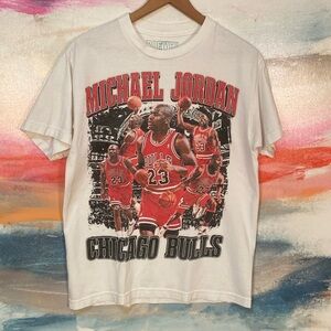 🔥EC🔥Retro Rieval Cotton Micheal Jordan Bulls Championship T-shirt.